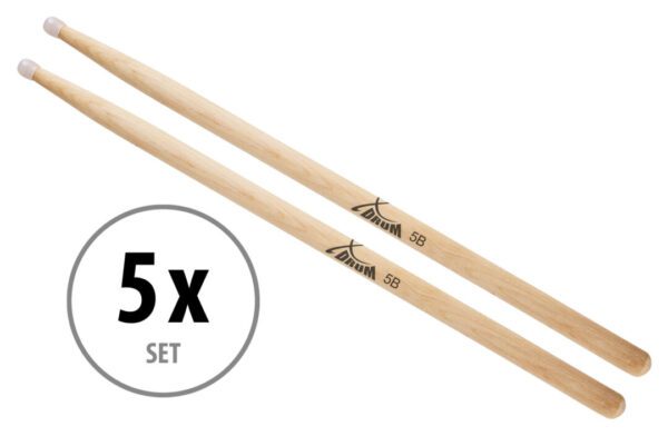 5 Paar XDrum Schlagzeug Sticks 5B Nylon Tip
