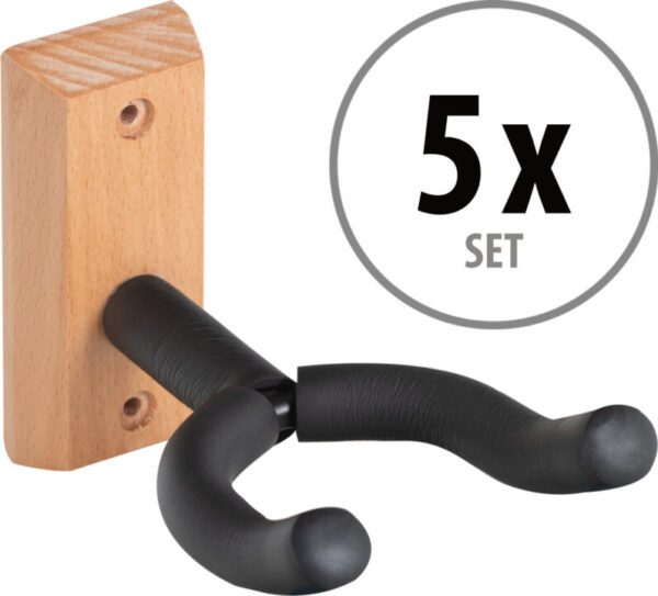 Classic Cantabile Gitarrenwandhalter Holz 5x Set