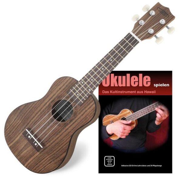 Classic Cantabile Ukulele Sopran Walnuss Set inkl. Ukulelenschule