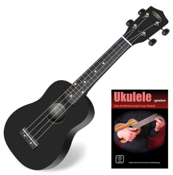 Classic Cantabile US-100 BK Sopran-Ukulele Schwarz Set inkl. Lernheft
