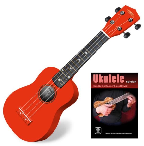 Classic Cantabile US-100 RD Sopran-Ukulele Rot Set inkl. Lernheft