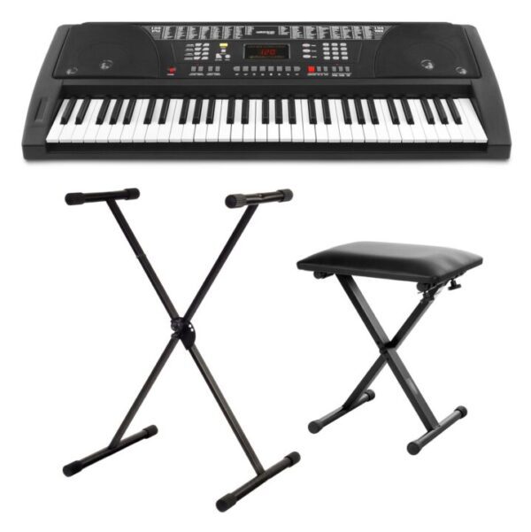 FunKey 61 Keyboard Schwarz Set inkl. Keyboardständer + Bank