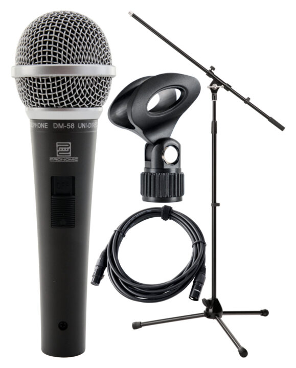 Pronomic DM-58 Vocal Mikrofon mit Schalter Starter SET inkl. Ständer+ Klemme + Kabel