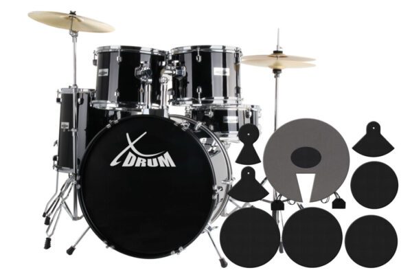 XDrum Semi 20" Studio Schlagzeug Midnight Black Set + Dämpfer