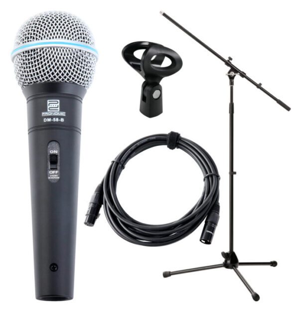 Pronomic DM-58-B Vocal Mikrofon Starter Set Mikro, XLR Kabel, Klemme, Stativ