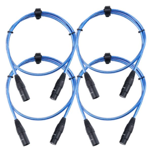 Pronomic Stage XFXM-Blue-1 Mikrofonkabel XLR 1 m Metallic Blue 4x Set