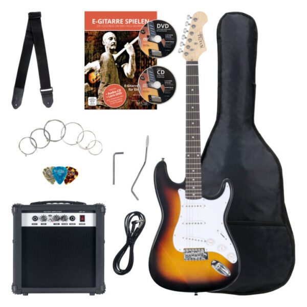 Rocktile Banger's Pack E-Gitarren Set, 8-teilig Sunburst