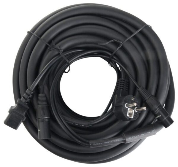Pronomic Stage EUIECX-15 Hybridkabel Schukostecker auf Kaltgerätebuchse, XLR/XLR 15m