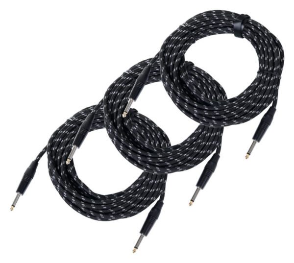 Pronomic Stage INST-10T Instrumentenkabel Klinke 10m Textil 3x Set