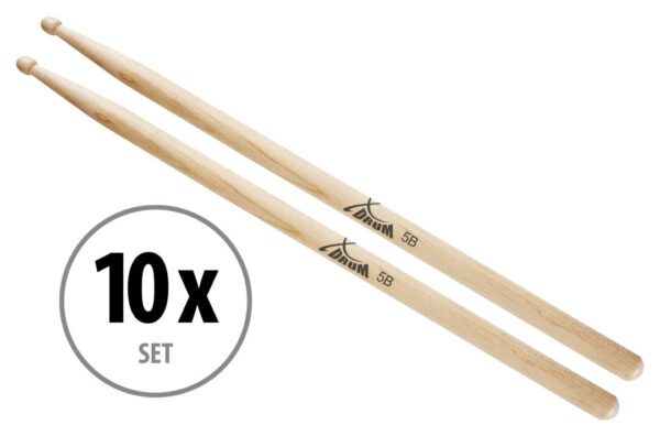 10 Paar XDrum Schlagzeug Sticks 5B Wood Tip