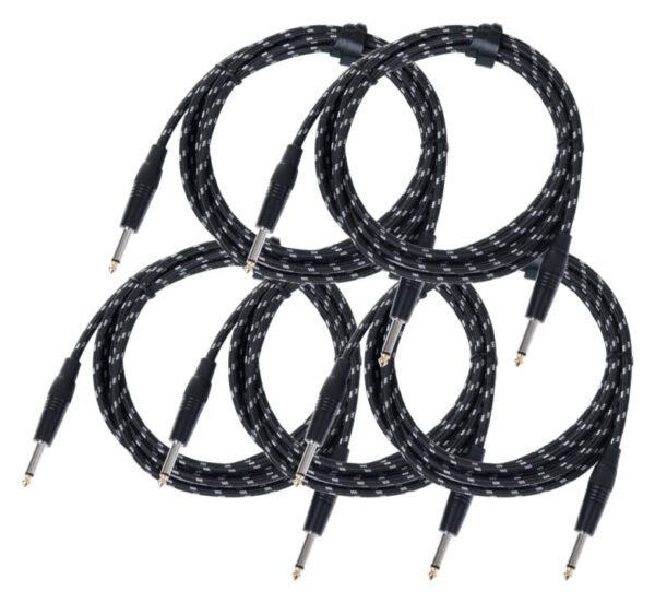 Pronomic Stage INST-3T Instrumentenkabel Klinke 3m Textil 5x Set