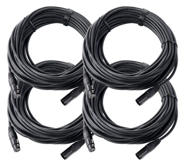 Pronomic Stage XFXM-20 Mikrofonkabel XLR 20 m Schwarz 4er Set